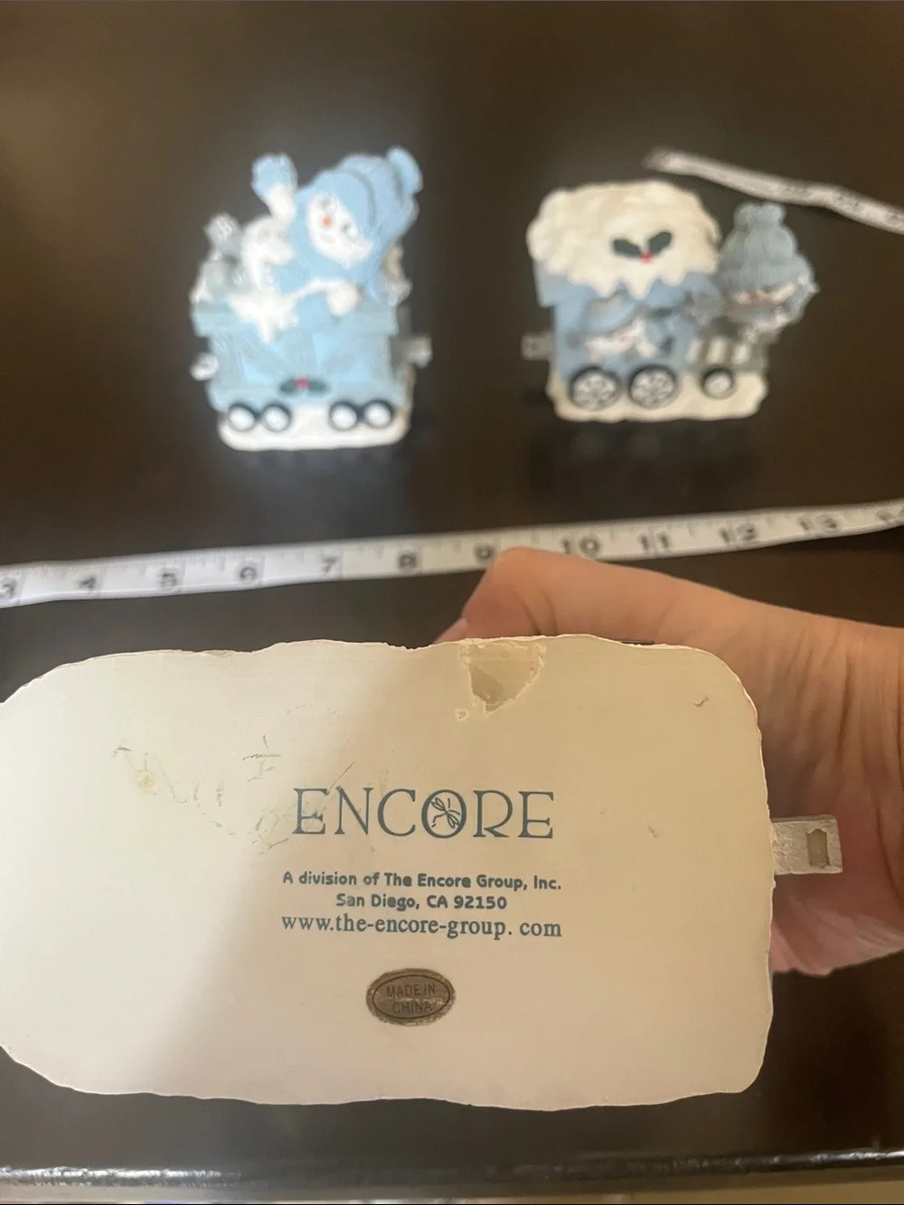 Encore Light Blue Snowman Train Trio with White Accents